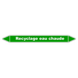 Marqueur de Tuyauterie - Recyclage Eau Chaude - NFX 08-105 - Vinyle Laminé