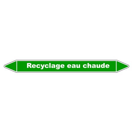 Marqueur de Tuyauterie - Recyclage Eau Chaude - NFX 08-105 - Vinyle Laminé
