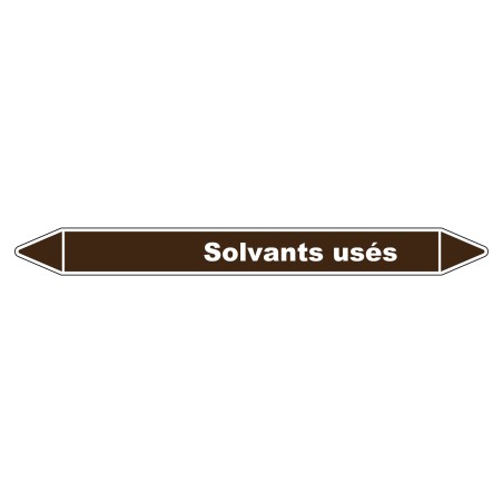Marqueur de Tuyauterie Solvants usés 150 x 12 mm Vinyle Laminé