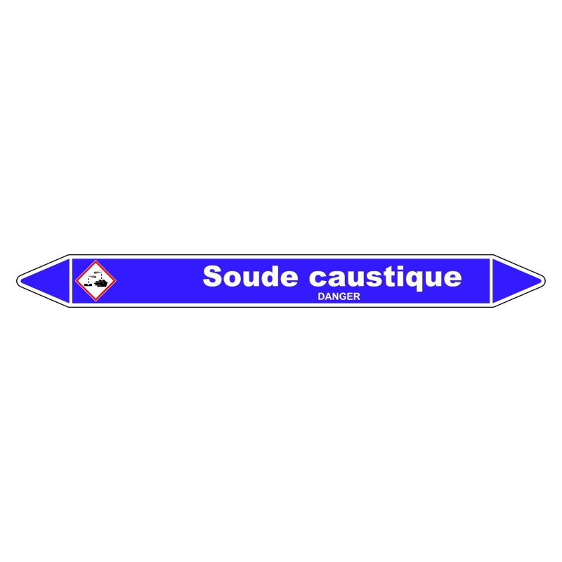 Marqueur de Tuyauterie - Soude caustique - NFX 08-105 - Vinyle Laminé