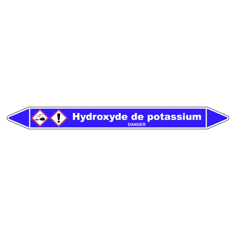 Marqueur de Tuyauterie - Hydroxyde de Potassium - NFX 08-105 - Vinyle Laminé