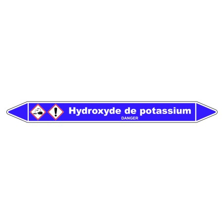 Marqueur de Tuyauterie - Hydroxyde de Potassium - NFX 08-105 - Vinyle Laminé