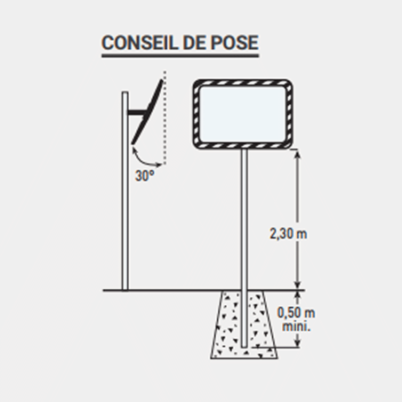 Miroir de sécurité - Rectangulaire rouge et blanc - P.A.S