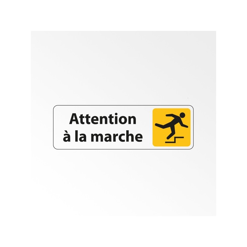 Panneau signalétique - Attention à la marche - Pictogramme silhouette trébuchant - Adhésif