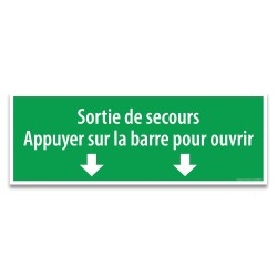 Panneau et autocollant d'évacuation - Sortie de secours Appuyer sur la barre pour ouvrir