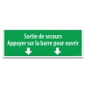 Panneau et autocollant d'évacuation - Sortie de secours Appuyer sur la barre pour ouvrir