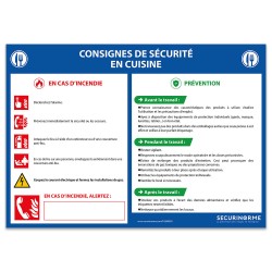 Panneau - Consignes de sécurité en cuisine - A3/A4 - Vinyle/PVC