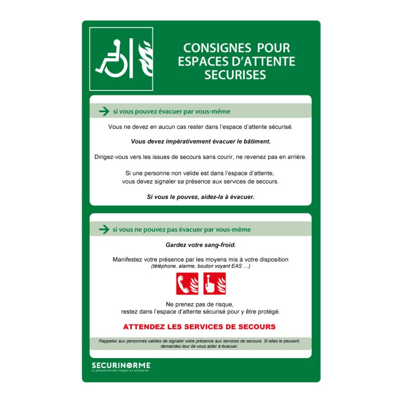 Panneau - Consignes sécurité espace attente - PVC 200x300 mm