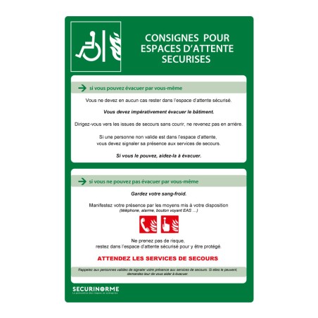 Panneau - Consignes sécurité espace attente - PVC 200x300 mm