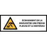 Panneau de danger ISO EN 7010 - Écrasement de la main entre une presse plieuse et le matériau - W031