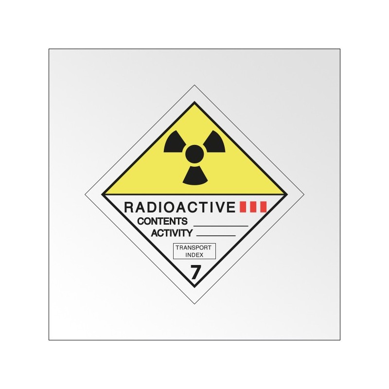 Signalisation de transport normalisée ADR - "Matières radioactives, catégorie III"