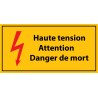 panneau " haute tension , Attention danger de mort - danger de mort" - Vinyle autocollant
