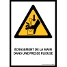 Panneau ISO EN 7010 - Écrasement de la main dans une presse plieuse - W030 - Vinyle - A5