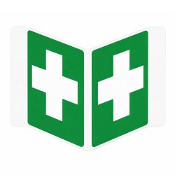 Panneau d’angle Premiers Secours double face V | ISO 7010
