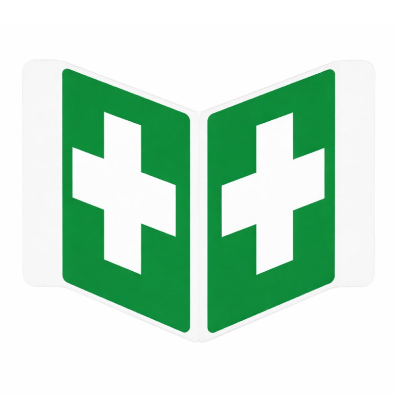 Panneau d’angle Premiers Secours double face V | ISO 7010
