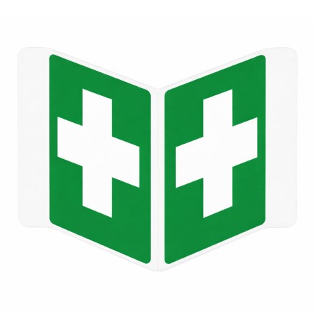 Panneau d’angle Premiers Secours double face V | ISO 7010