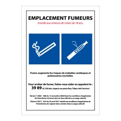 Panneau Zone Réservée Fumeurs et Vapoteurs Conforme Réglementation