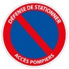 Panneau d'interdiction - Défense de stationner Accès pompiers - 250x250 mm - Aludibond