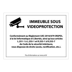 Panneau de protection "Immeuble sous vidéosurveillance" conforme