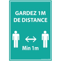 Panneau ou Autocollant - Gardez 1m de distance - A5-A4 - Vinyle/PVC