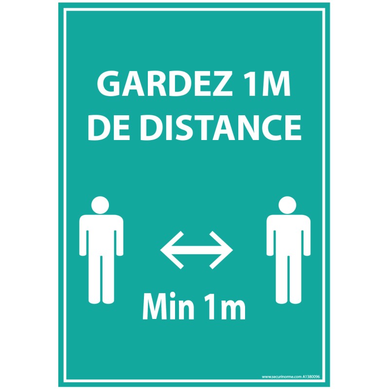 Panneau ou Autocollant - Gardez 1m de distance - A5-A4 - Vinyle/PVC