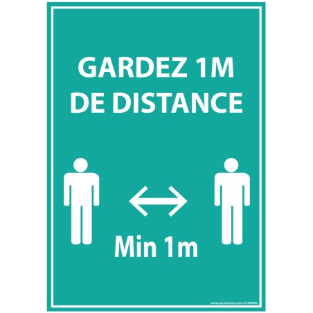 Panneau ou Autocollant - Gardez 1m de distance - A5-A4 - Vinyle/PVC