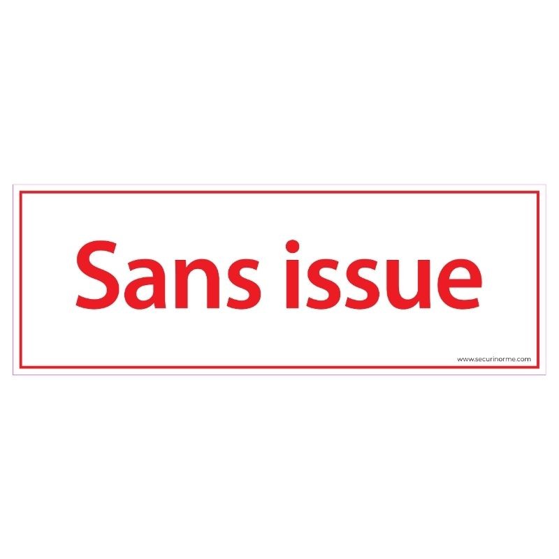 Panneau de signalétique - Picto Sans issue - 210 x 75 mm