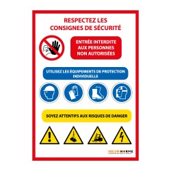 Panneau d'évacuation - Consignes de Sécurité chantier - Intérieur