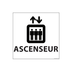 Signalétique information "ASCENSEUR" fond blanc 250 x 250 mm