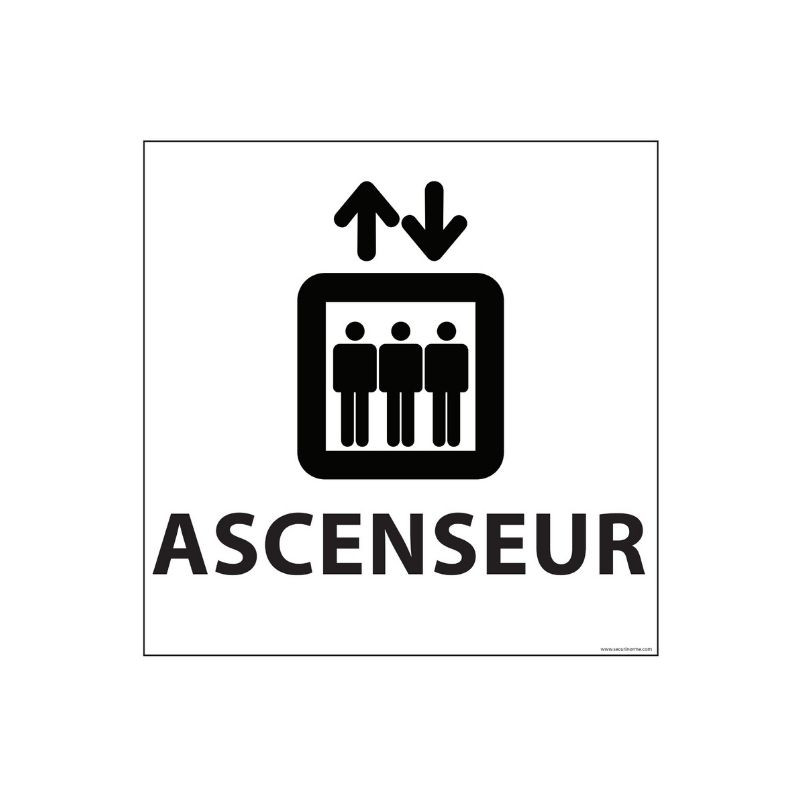 Signalétique information "ASCENSEUR" fond blanc 250 x 250 mm