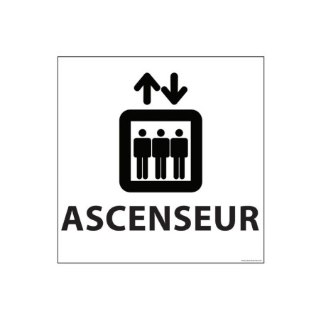 Signalétique information "ASCENSEUR" fond blanc 250 x 250 mm