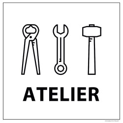 Panneau d'information - Pictogramme Ateliers - 250 x 250 mm 