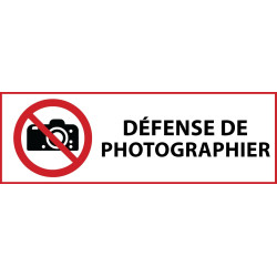 Panneau d'Interdiction "Interdiction de photographier" Vinyle souple 297x105mm