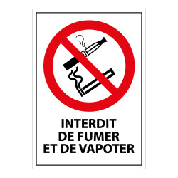 Panneau d'interdiction - Interdiction de fumer et de vapoter