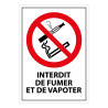 Panneau d'interdiction - Interdiction de fumer et de vapoter