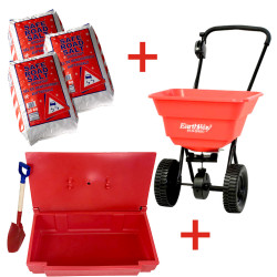 Kit épandage coffre à sel : 3 sacs de sel + un coffre  à sel  100L+ un épandeur