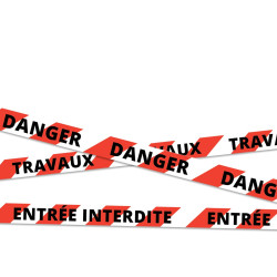 Rubalise de Balisage - Rouge et Blanc Personnalisable - Conforme NF P98-465 - 100m x 50mm - Polyéthylène